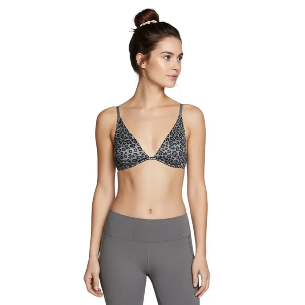 Victoria's Secret Unlined Plunge Bra Black Pearl Leopard, 32DD
